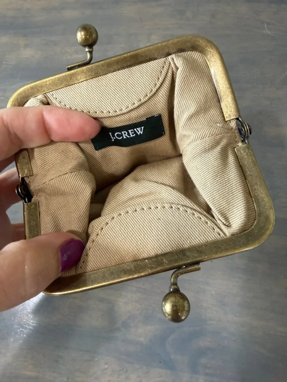 J Crew Checkered Coin Purse Wallet Kiss Lock